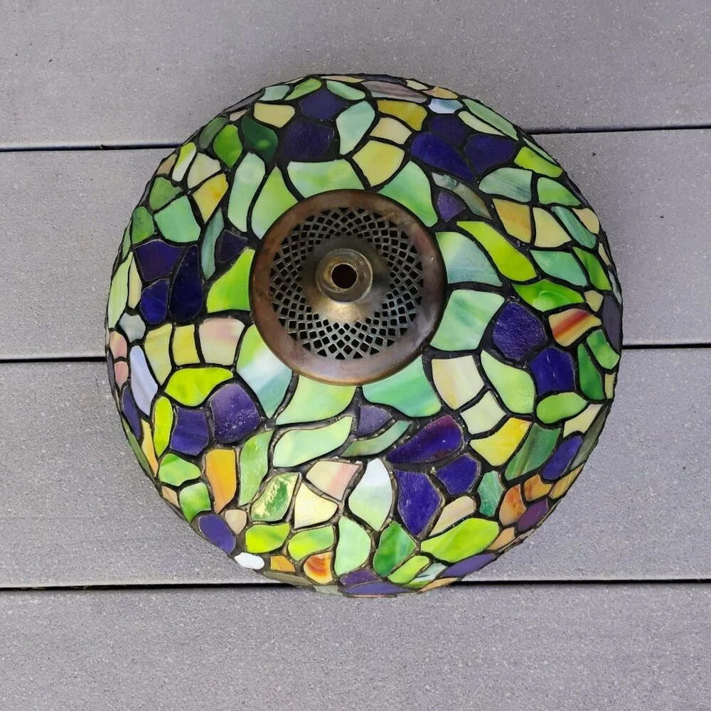 Vintage Dale Tiffany Stained Glass Lamp Shade, Signed 12